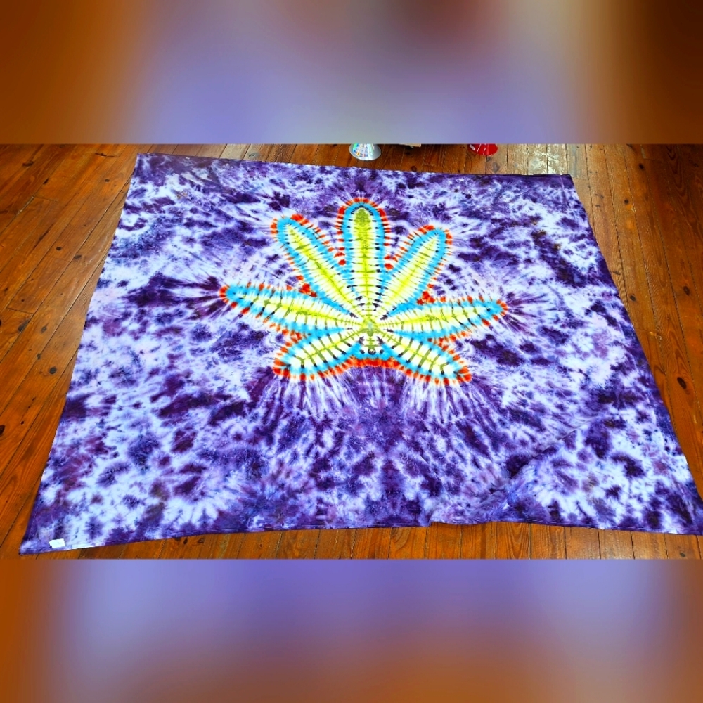 Hemp Leaf Tapestry, hand dyed  NEW!
